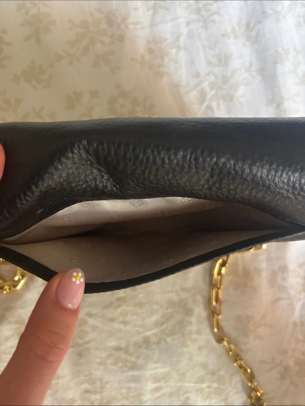 Tory Burch Black Leather Crossbody with Gold